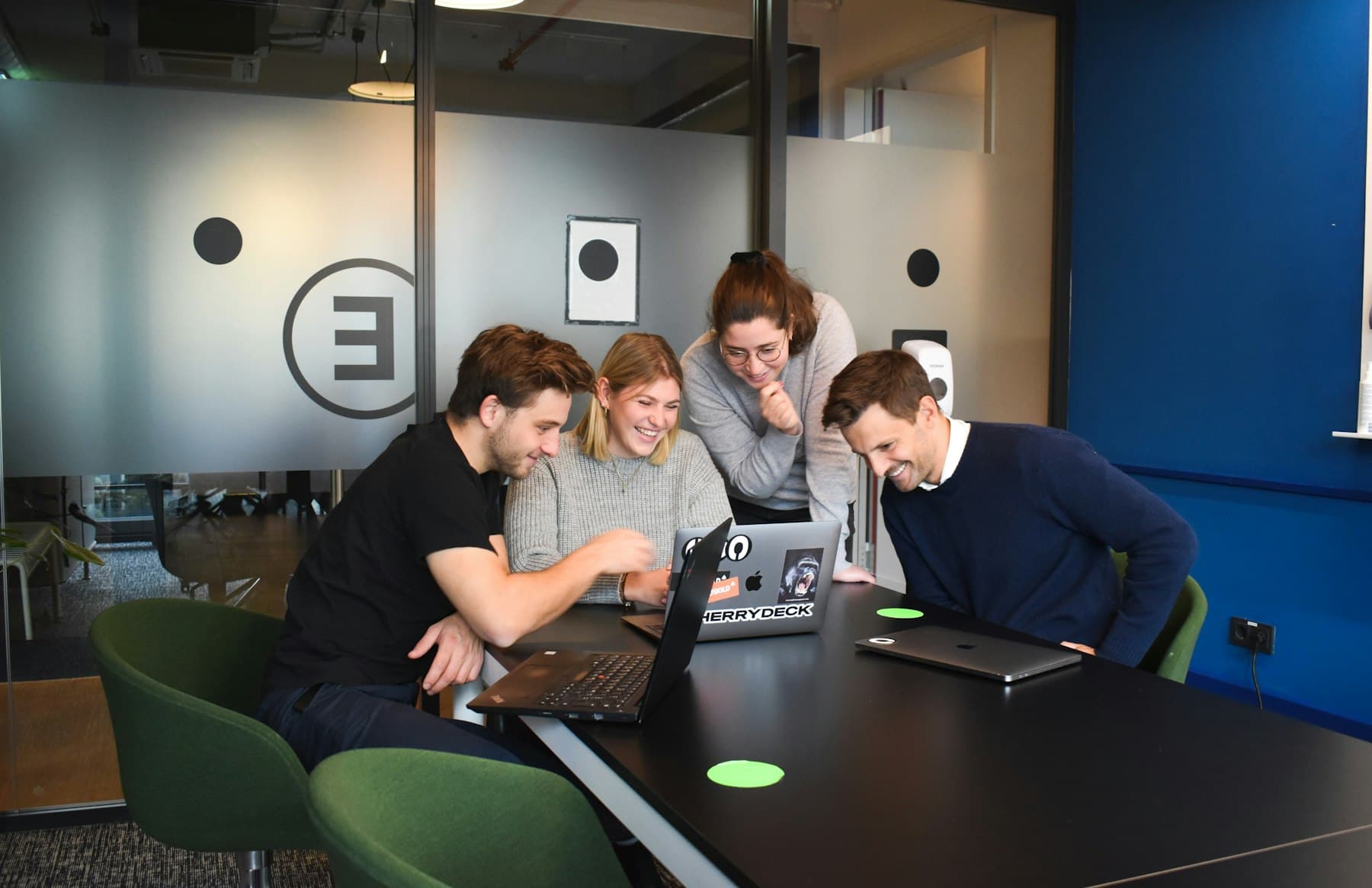 Professional team collaborating in a modern office
