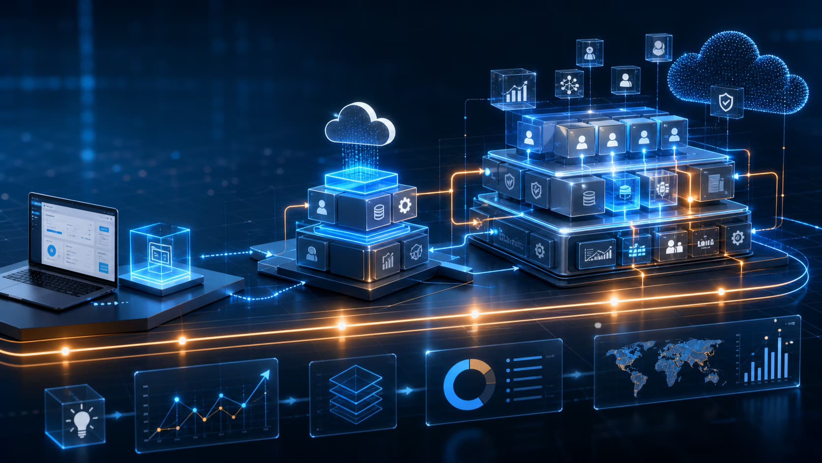 Scalable SaaS platform expanding from MVP core into enterprise product modules